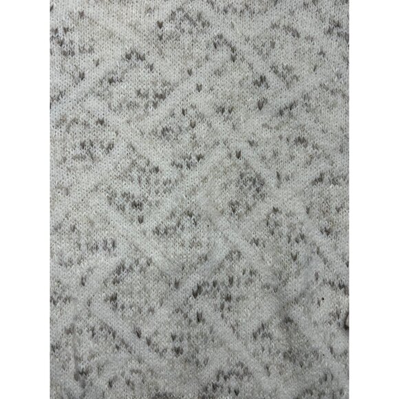 Vintage 90s Liz Claiborne Cream Turtleneck Sweater Diamond Neutral Wool Blend M - Picture 3 of 7